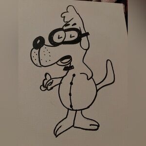 Black and White Dog Cartoon Canvas